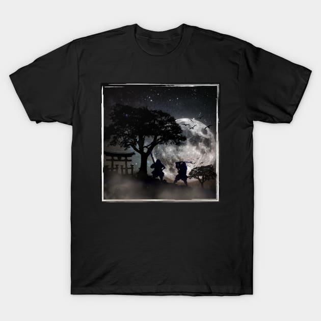 Full Moon Battle - Foggy Night T-Shirt by Smiling-Faces